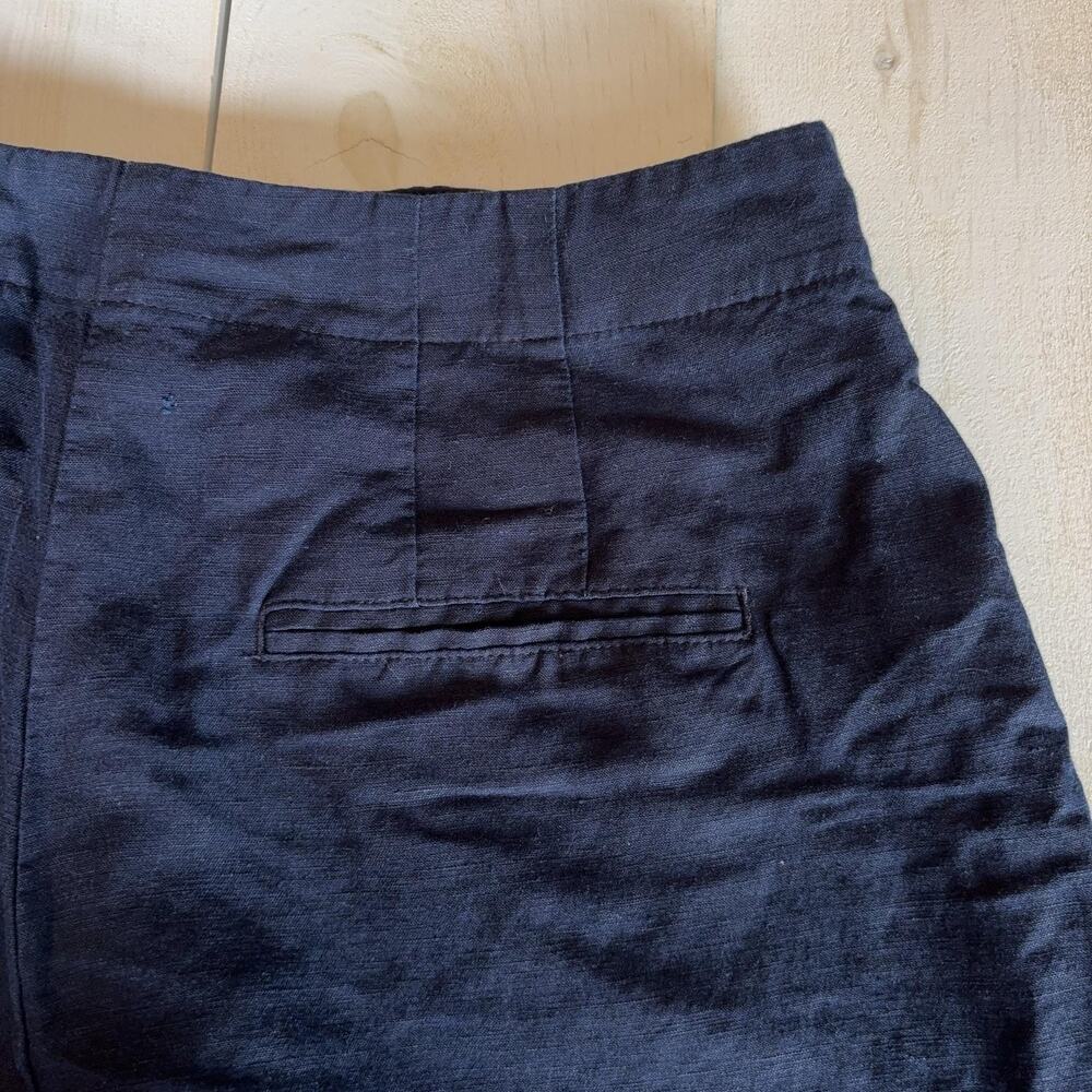 Ann Taylor Pants Womens 8 Blue Linen Cropped Wide Leg Sailor Buttons Capri - Picture 6 of 11